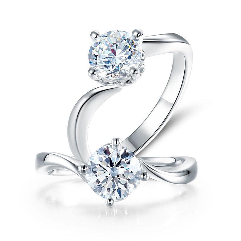 1 Carat Moissanite Diamond Swirl Solitaire Ring