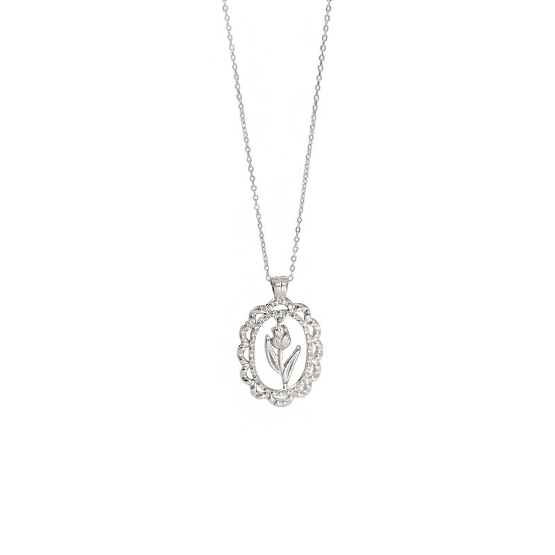 Tulips Flower 925 Sterling Silver Necklace