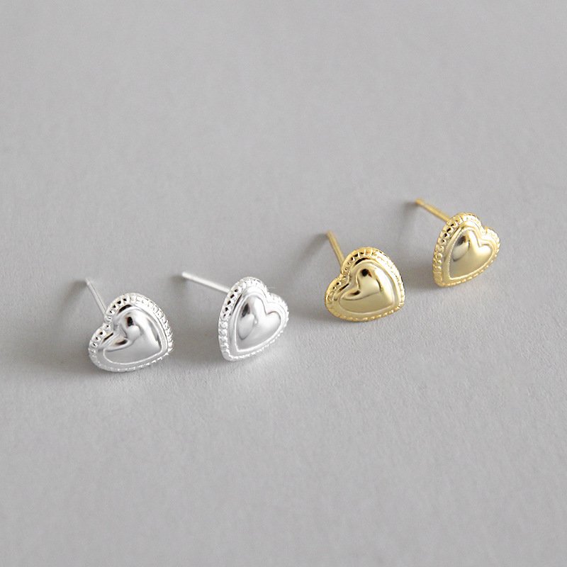 Heart 925 Sterling Silver Studs Earrings