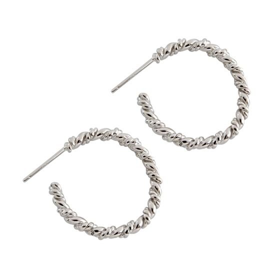 Twisted Circles 925 Sterling Silver Hoop Earrings