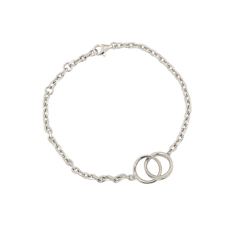 Double Circles 925 Sterling Silver Chain Bracelet