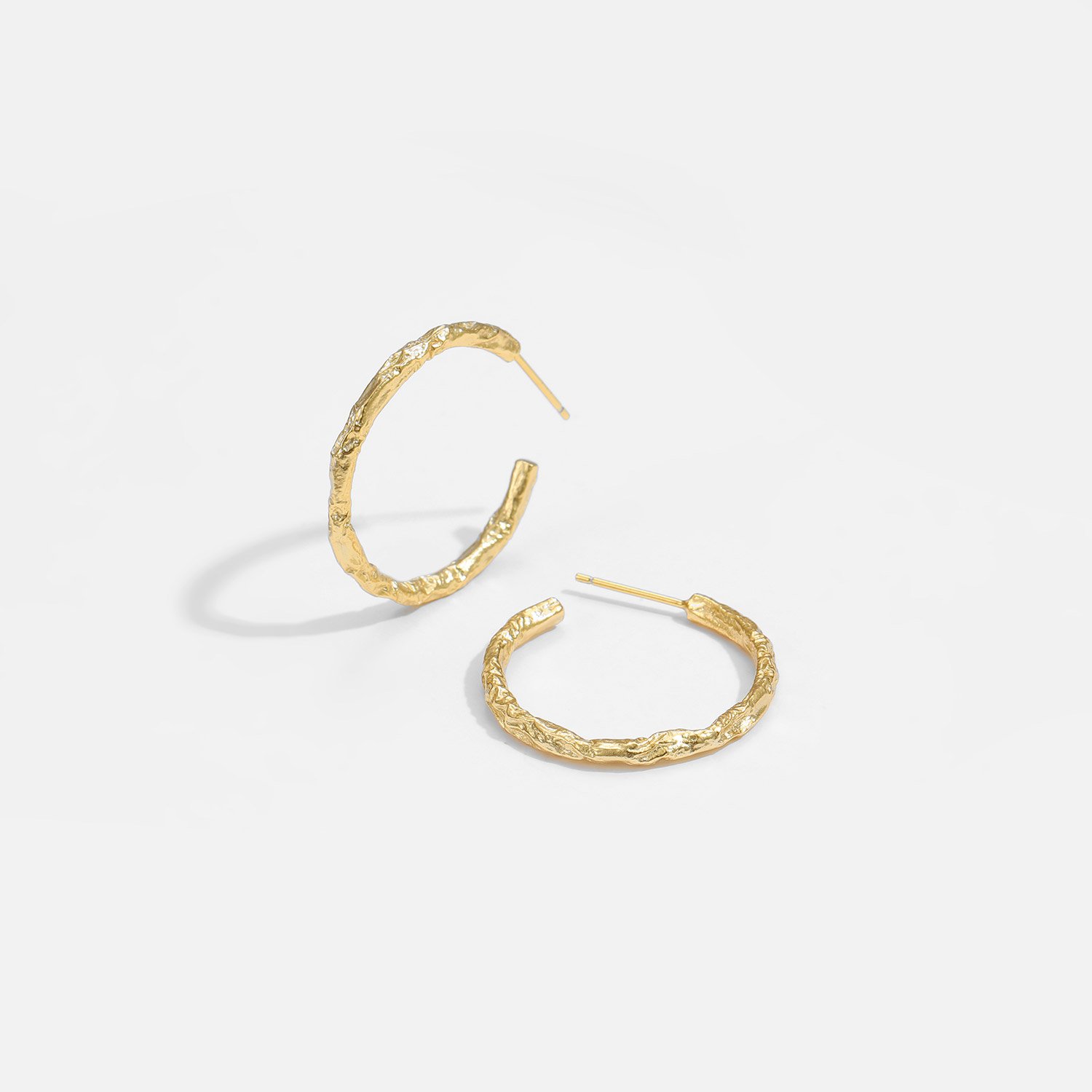Geometric Tinfoil Pattern Circle 925 Sterling Silver Hoop Earrings